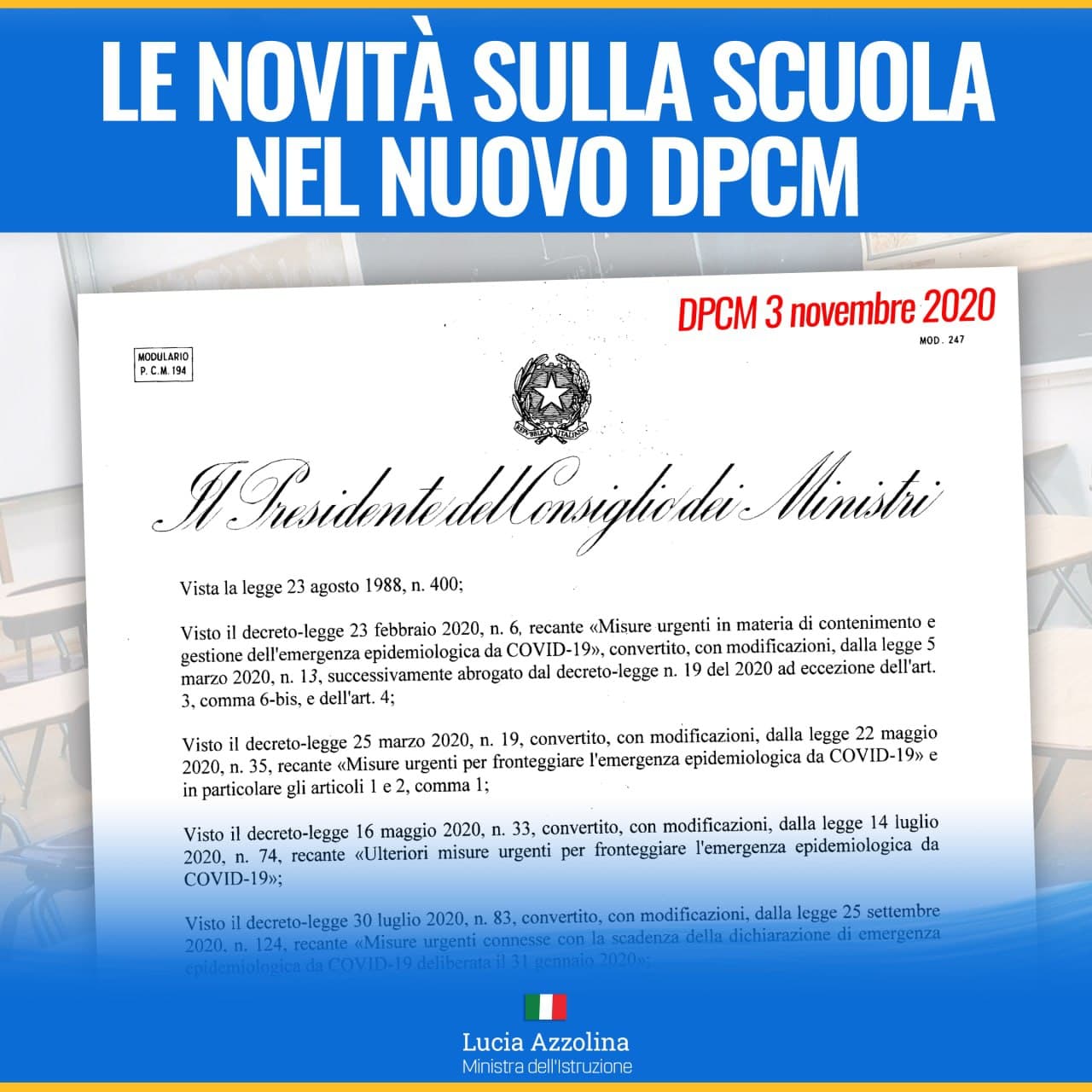 Le novità sulla scuola nel nuovo Dpcm