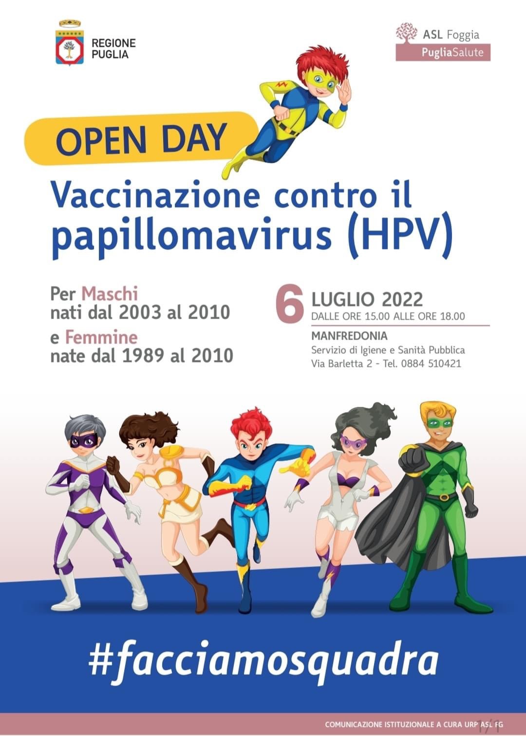 Vaccinazione contro il papillomavirus (HPV) a Manfredonia