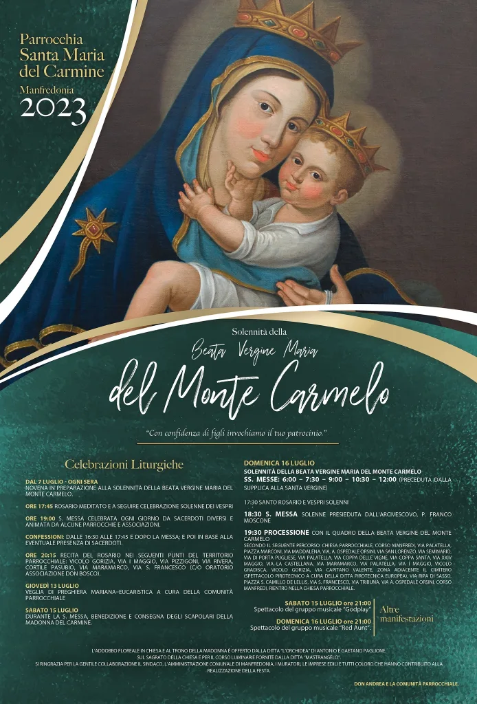 Festa della Madonna del Carmine, il Programma.