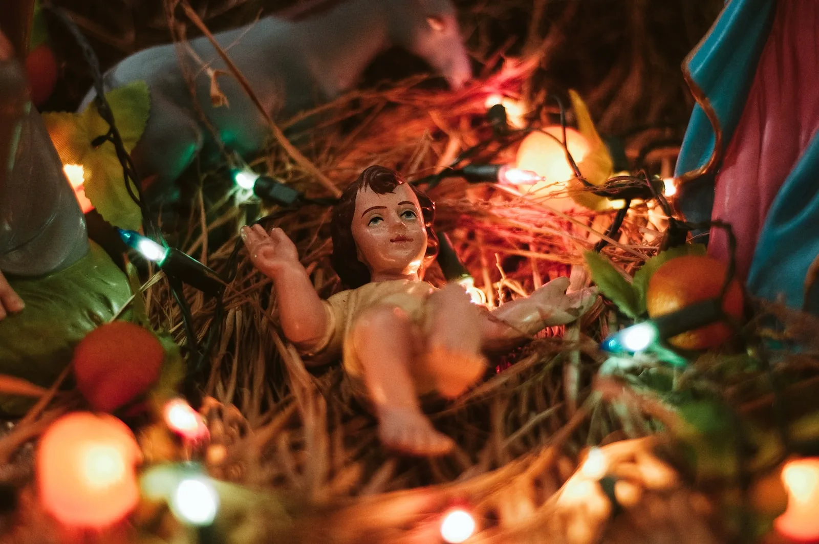 baby doll on brown dried leaves