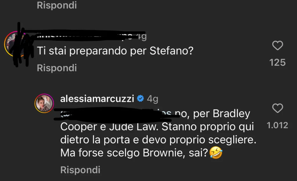 Alessia Marcuzzi risponde al commento