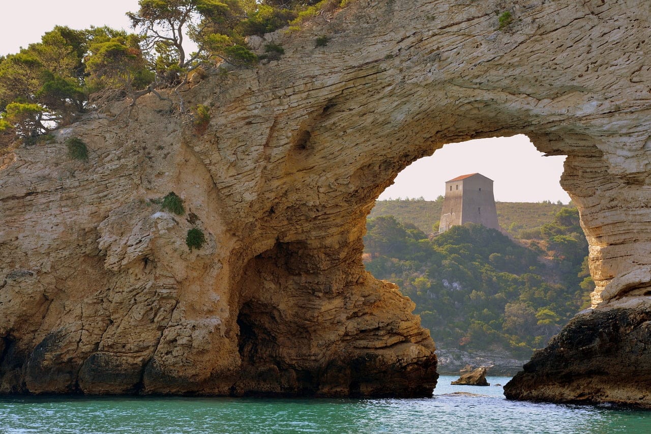 arc, rock, sea
