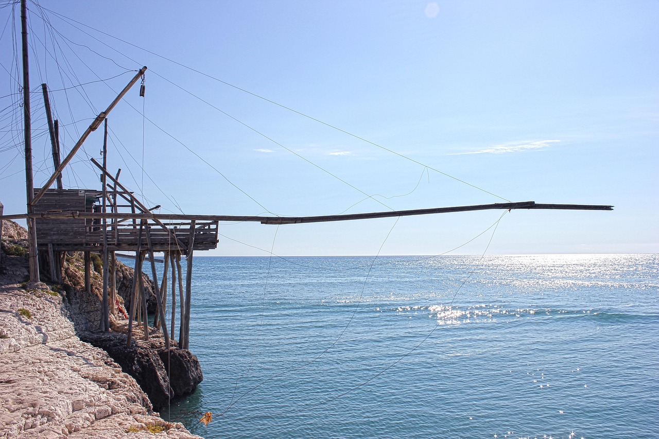 sea, nature, trebuchet, fishing, puglia, gargano, italy