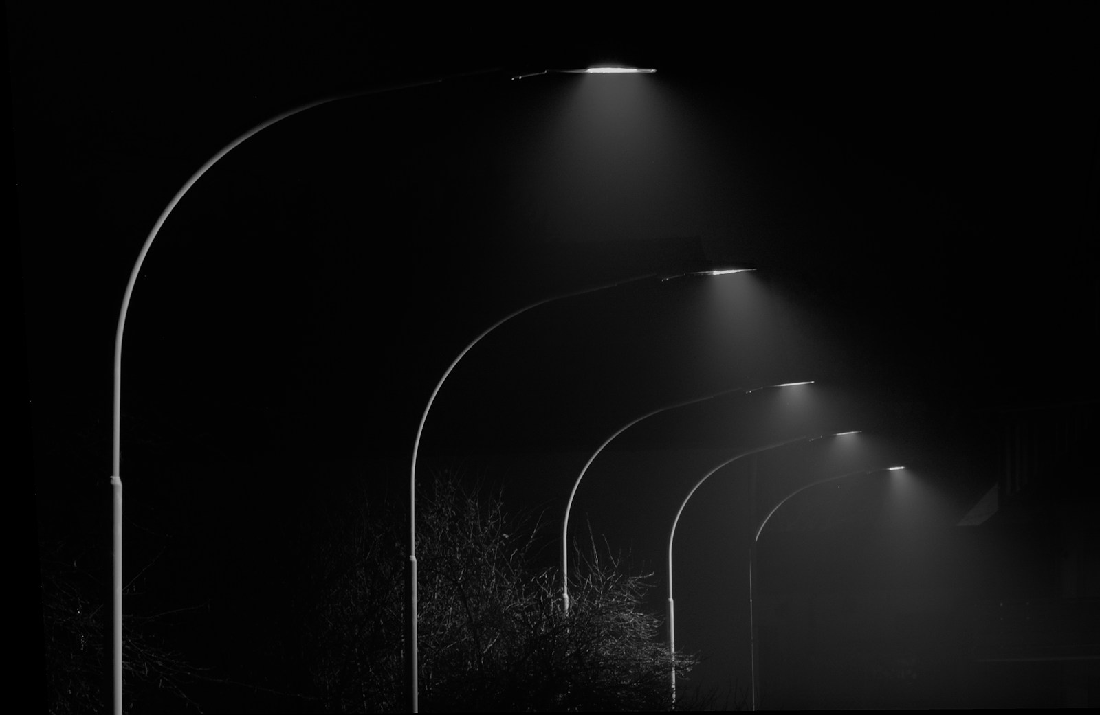 a black and white photo of a street light