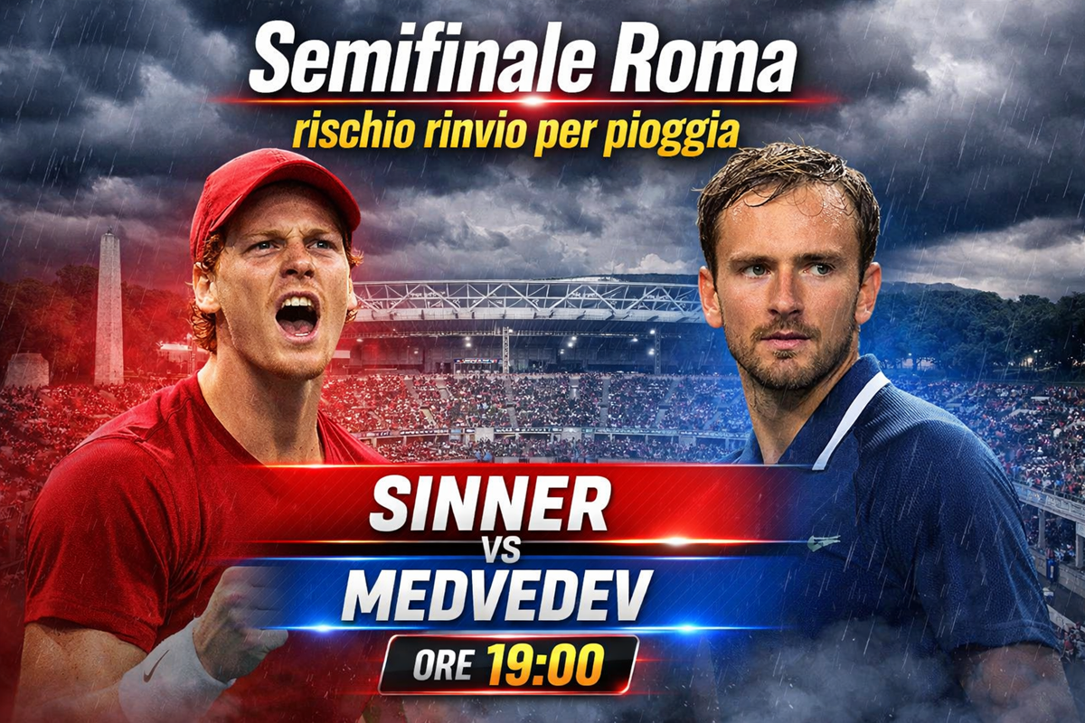 Sinner‑Medvedev, semifinale a rischio pioggia cosa succede e quando si giocherebbe il rinvio