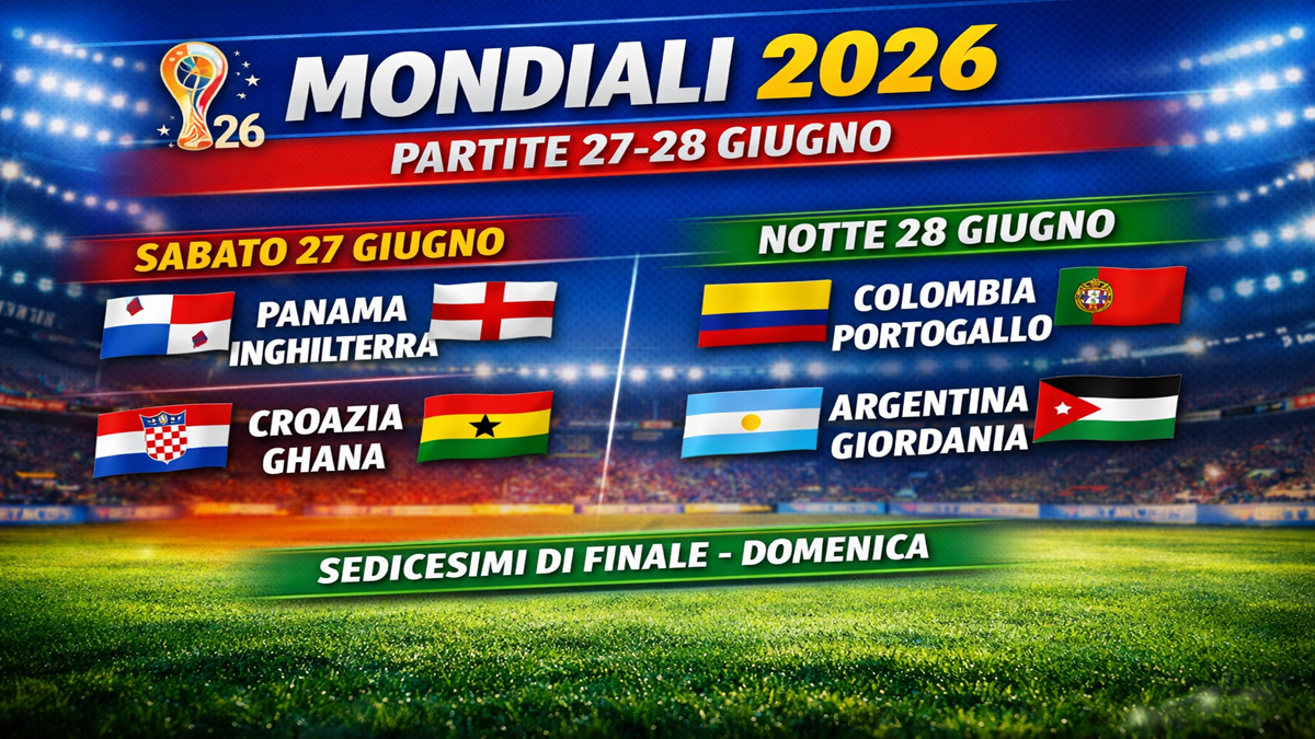 Mondiali 2026, le partite del 27 e 28 giugno orari e dove vederle in TV e streaming