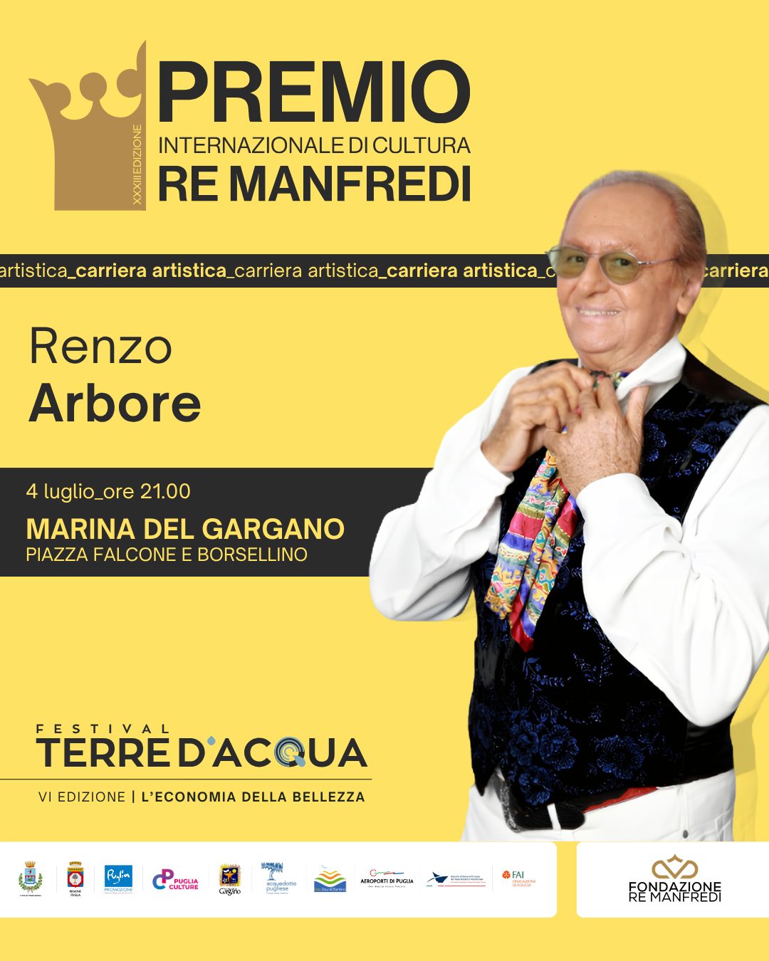 Renzo Arbore riceverà il Premio Re Manfredi
