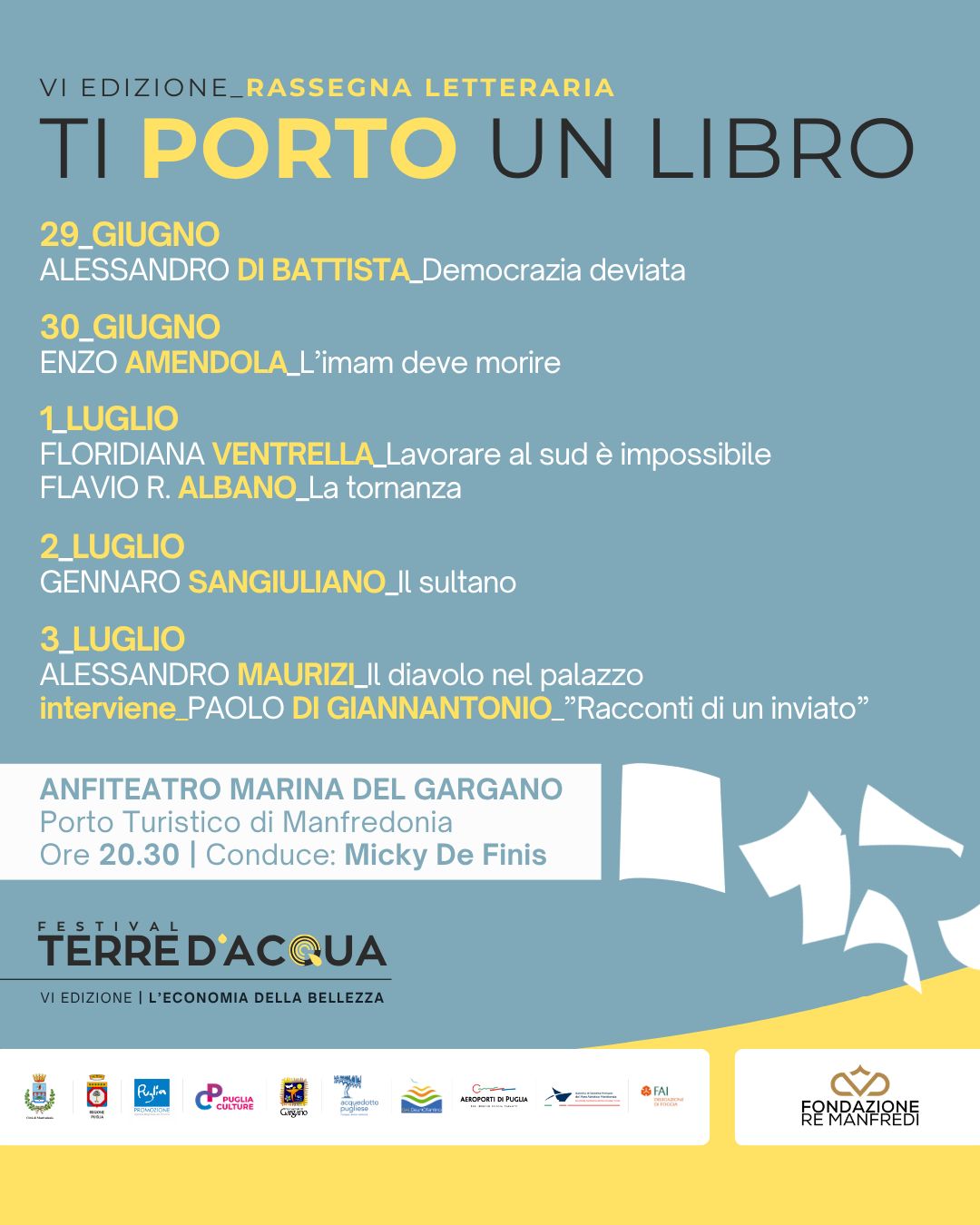 Ti Porto un Libro: Di Battista, Sangiuliano ed altri ospiti di prestigio a Manfredonia