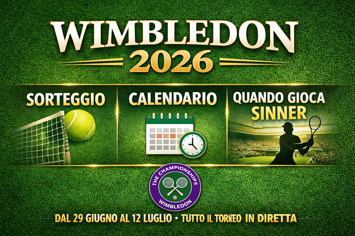 Wimbledon 2026 sorteggio, calendario completo e quando gioca Sinner