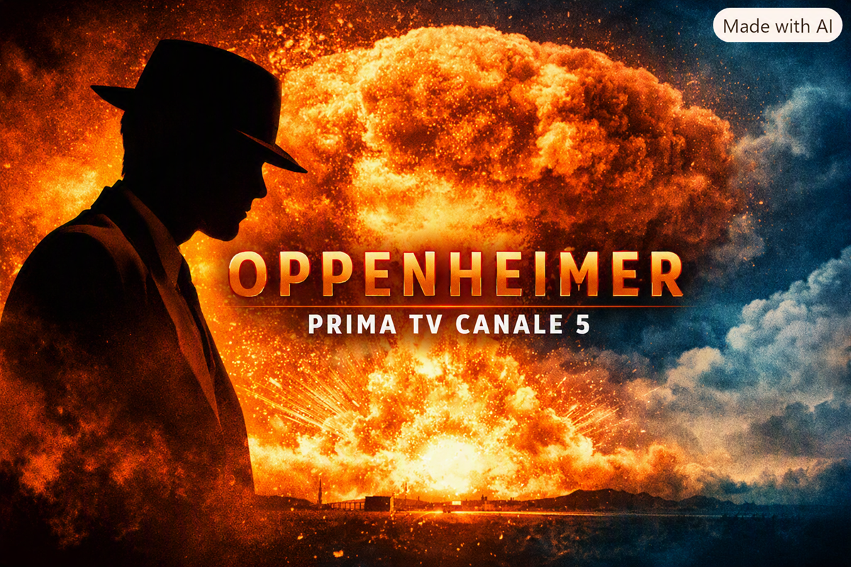 Oppenheimer, il capolavoro di Christopher Nolan vincitore di sette Oscar, arriva in prima tv su Canale 5 oggi 5 agosto 2026. Scopri trama, cast e curiosità del film