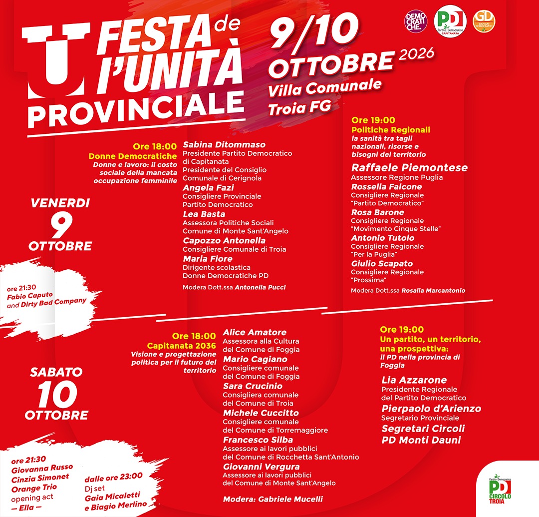 9 e 10 ottobre festa provinciale de l8217unit224 a troia due giorni di confronto sul futuro della capitanata da Ilsipontino.net 9 e 10 ottobre festa provinciale de l8217unit224 a troia due giorni di confronto sul futuro della capitanata